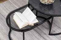 Bendt Salontafel 'Flemming' Set van 2 stuks, Marmerlook en glas, kleur zwart - thumbnail