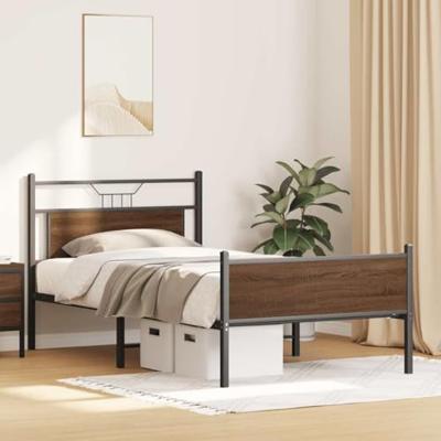 Bedframe zonder matras bewerkt hout bruin eikenkleur 100x190 cm