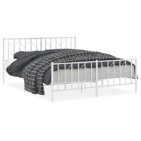 Bedframe met hoofd- en voeteneinde metaal wit 160x200 cm - thumbnail