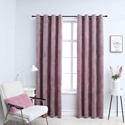 VidaXL Gordijnen verduisterend met ringen 2 st 140x175 cm fluweel roze VidaXL Gordijnen verduisterend met ringen 2 st 140x175 cm fluweel roze