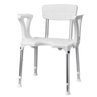 SecuCare Douchestoel Quattro met uitsparing incl rug en arm - thumbnail
