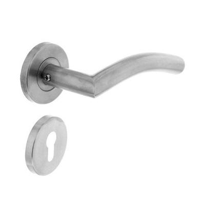 Deurkruk Lisa/hoek 90°op rozet met profielcilindergat plaatjes RVS