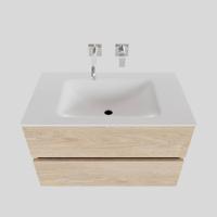 Badkamermeubel Solid Surface BWS Oslo 80x46 cm Wood Washed Oak (0 kraangaten) - thumbnail