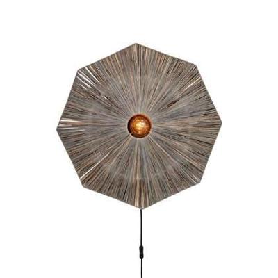 GOOD&MOJO Wandlamp 'Panama' Raffia, 65cm, kleur Grijs