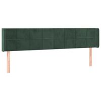Hoofdbord met randen 203x16x78/88 cm fluweel donkergroen - thumbnail