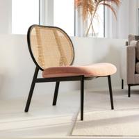 Zuiver Fauteuil 'Spike' Rotan en stof, kleur Roze - thumbnail