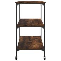 Keukentrolley 102x50x95 cm bewerkt hout gerookt eikenkleurig - thumbnail