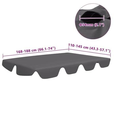 VidaXL Vervangingsluifel voor schommelbank 188/168x145/110cm antraciet VidaXL Vervangingsluifel voor schommelbank 188/168x145/110cm antraciet