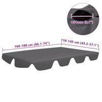 VidaXL Vervangingsluifel voor schommelbank 188/168x145/110cm antraciet - thumbnail