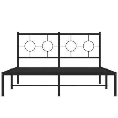 Bedframe met hoofdbord metaal zwart 140x190 cm