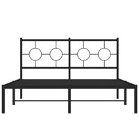 Bedframe met hoofdbord metaal zwart 140x200 cm - thumbnail