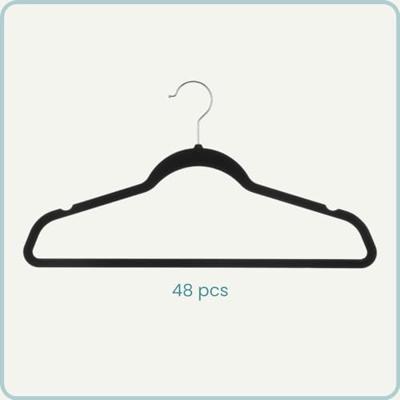 Nordix Kledinghangers Set 48 stuks Zwart Vilten Velvet Anti Slip Kl...