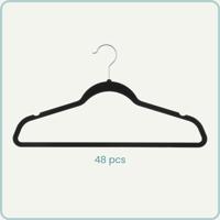 Nordix Kledinghangers Set 48 stuks Zwart Vilten Velvet Anti Slip Kl... - thumbnail