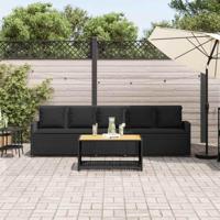Tuinbank 5-zits met kussens poly rattan zwart - thumbnail