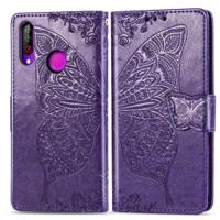 Butterfly Love bloemen reliëf horizontale Flip lederen case voor LG B30 met houder & kaartsleuven & portemonnee & Lanyard (donker paars) - thumbnail