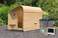 Karibu | Barrelsauna 2 Asymmetrisch | Kachel 9 kW Externe Bediening - thumbnail