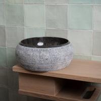 Waskom Loutro Rocky B Rond 20x20x12 cm Marmer Black - thumbnail