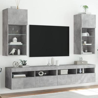 Tv-meubels met LED-verlichting 2 st 40,5x30x90 cm betongrijs Tv-meubels met LED-verlichting 2 st 40,5x30x90 cm betongrijs