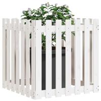 VidaXL Plantenbak met hekontwerp 70x70x70 cm massief grenenhout wit - thumbnail