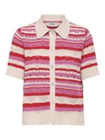 Only Onllula Polo S/s Cardigan Knt Noos 15355455 Vest 4842217 High Risk Red Pink - Cd - thumbnail