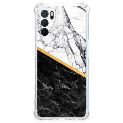 OPPO A16 | A16s | A54s Anti-Shock Hoesje Marmer Wit Zwart - Origineel Cadeau Man OPPO A16 | A16s | A54s Anti-Shock Hoesje Marmer Wit Zwart - Origineel Cadeau Man