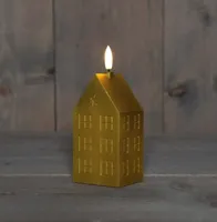 Kaars huisje wax 3d vlam 5x6x15 cm goud Anna's Collection - Annas collection - thumbnail