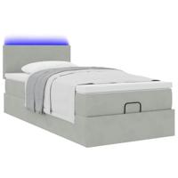 Ottoman bed met matras en LED's 80x200cm fluweel lichtgrijs - thumbnail