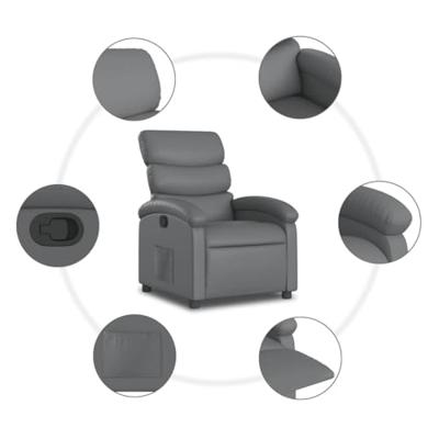 Fauteuil verstelbaar kunstleer grijs