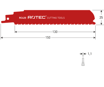Rotec Reciprozaagblad rc420 bim 150mm (5st)