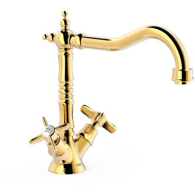 Keukenkraan Tres Clasic | Opbouw | 360° Draaibaar | Mengkraan | 2-knops | Vintage | 24k Goud glans