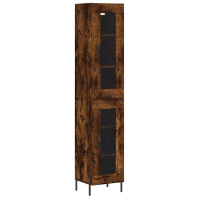 Hoge kast 34,5x34x180 cm bewerkt hout gerookt eikenkleurig