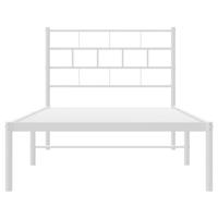 Bedframe met hoofdbord metaal wit 107x203 cm - thumbnail