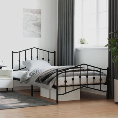 Bedframe met hoofd- en voeteneindemetaal zwart 107x203 cm