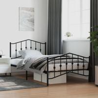 Bedframe met hoofd- en voeteneindemetaal zwart 107x203 cm - thumbnail