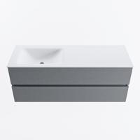 MONDIAZ VICA 130cm badmeubel onderkast Plata 2 lades. Wastafel CLOUD links zonder kraangat, kleur Talc. - thumbnail