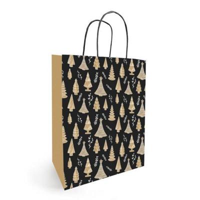 Papieren koordtas KERST 23x12x30cm Woody 50 stuks