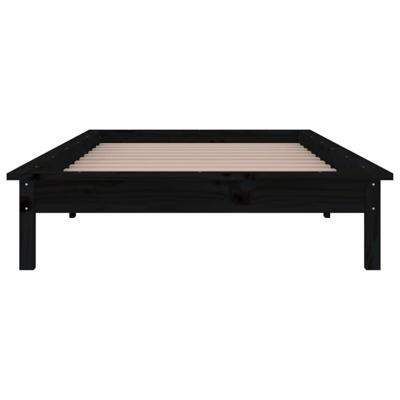 Bedframe LED massief hout zwart 75x190 cm