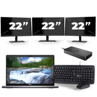Dell Latitude 5510 - Intel Core i5-10e Generatie - 15 inch - 8GB RAM - 256GB SSD - Windows 11 + 3x 22 inch Monitor - thumbnail