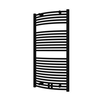Handdoekradiator Palimi Gebogen 1175 x 600 mm Mat Zwart