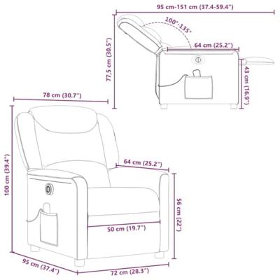 Massagestoel elektrisch verstelbaar stof wijnrood