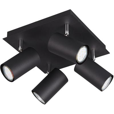 LED Plafondspot Vierkant Mat Zwart - 4-lichts GU10 Fitting - Aluminium