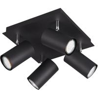 LED Plafondspot Vierkant Mat Zwart - 4-lichts GU10 Fitting - Aluminium - thumbnail