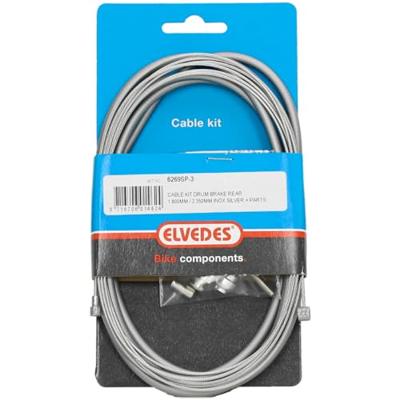 Trommelrem kabelkit Elvedes 1700mm / 2350mm RVS - zilver (op kaart)