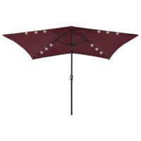 Parasol met LED's en stalen paal 2x3 m bordeauxrood - thumbnail