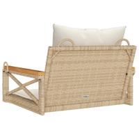 Schommelbank met kussens 63x62x40 cm poly rattan beige - thumbnail