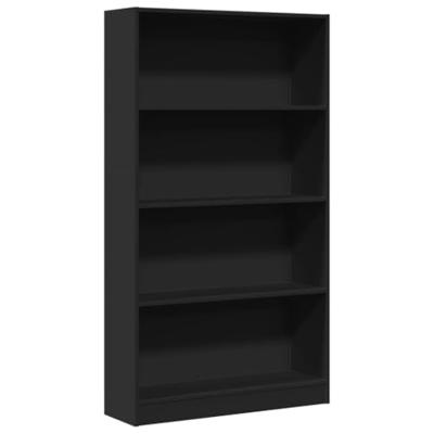 Boekenkast 80x24x143 cm bewerkt hout zwart