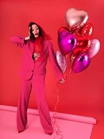 Folieballon Hart Metallic Hard Roze (45cm) - thumbnail