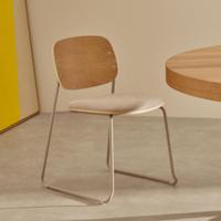 Kave Home Eetkamerstoel 'Meli' Hout en chenille, kleur Beige - thumbnail