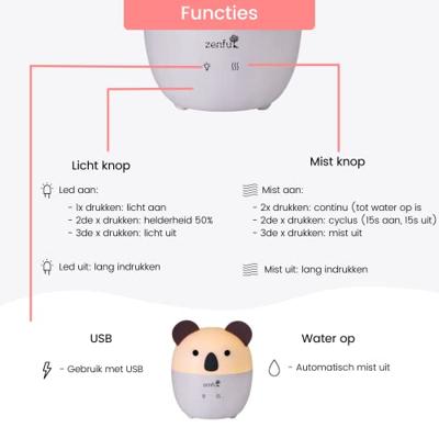 Koala aroma diffuser en nachtlampje voor baby en kind 200ml