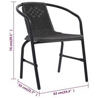 Tuinstoelen 4 st 110 kg kunststof rattan en staal - thumbnail